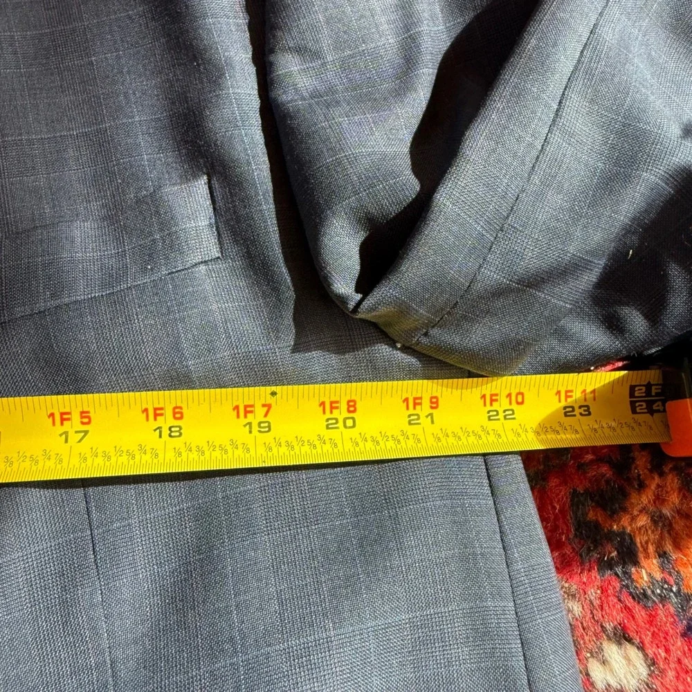 Lauren Ralph Lauren Blazer Men 46R Navy Gray Check Wool Sport Coat Pure New Wool